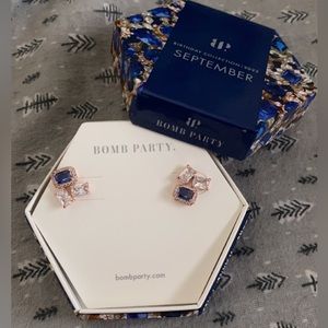 Rose Gold Plated Blue Sapphire Earrings